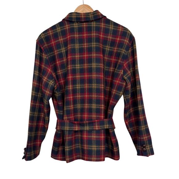 Vintage 90s Clifford & Wills Women’s Wool Plaid Belted Jacket Shacket Sz 10 - Picture 3 of 8